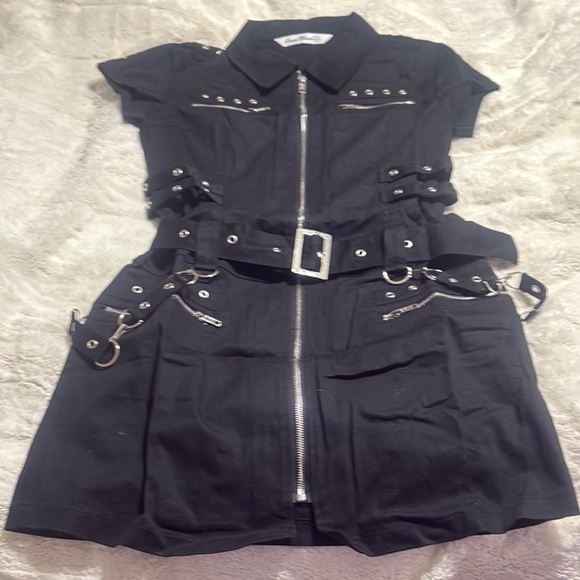 Black Gothic Dress with Silver Accents - Picture 1 of 5